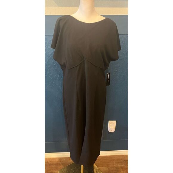 Donna Morgan Women's Flutter Sleeve Crepe Sheath Midi Dress with Keyhole - Picture 3 of 9